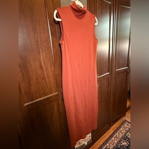 House of Harlow 1960 Sleeveless Turtleneck Maxi Dress in Rust